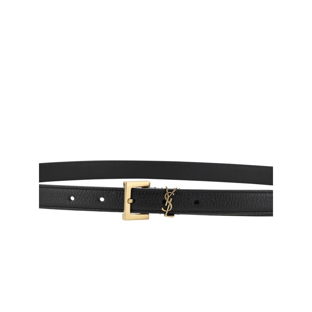 Saint Laurent Black Calf Leather Bos Taurus Regular Belt