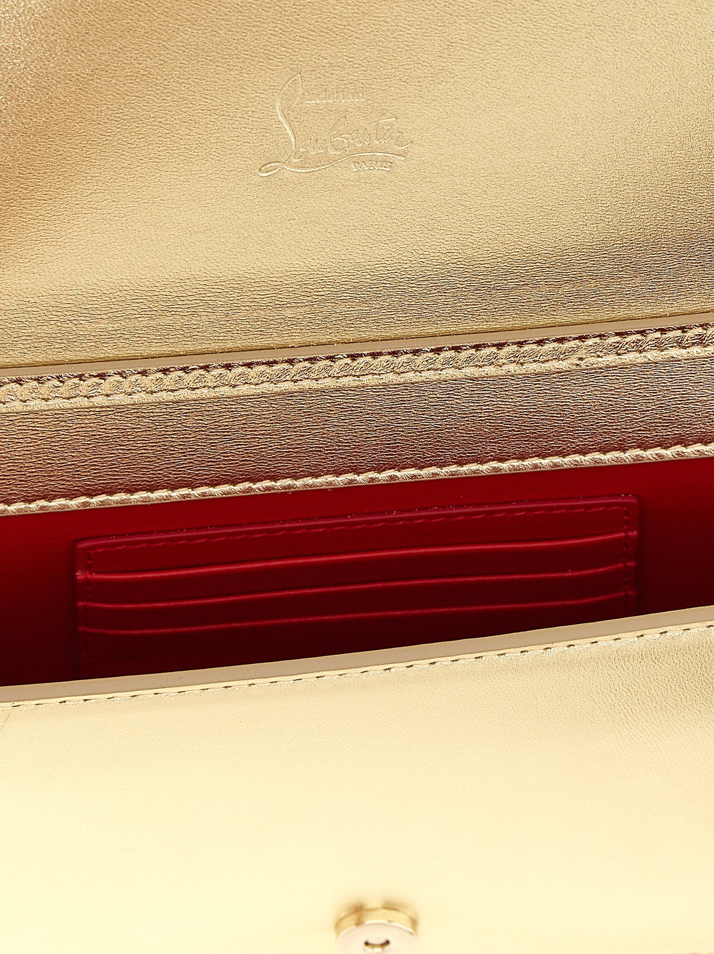 Christian Louboutin Gold Lambskin Clutch Bag