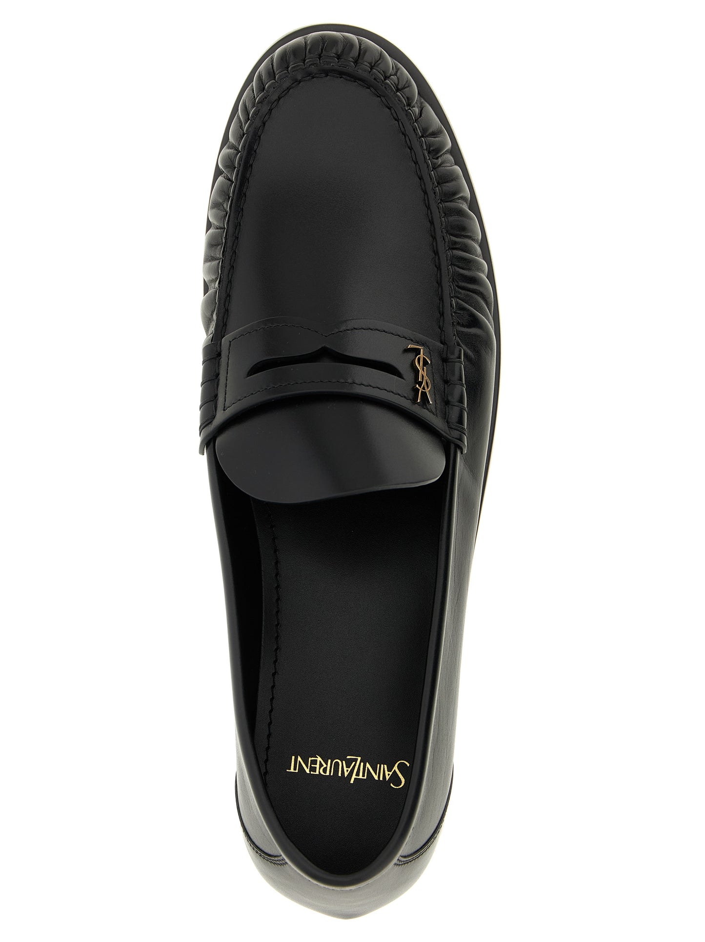 Saint Laurent Black Calfskin Slip-On Loafers