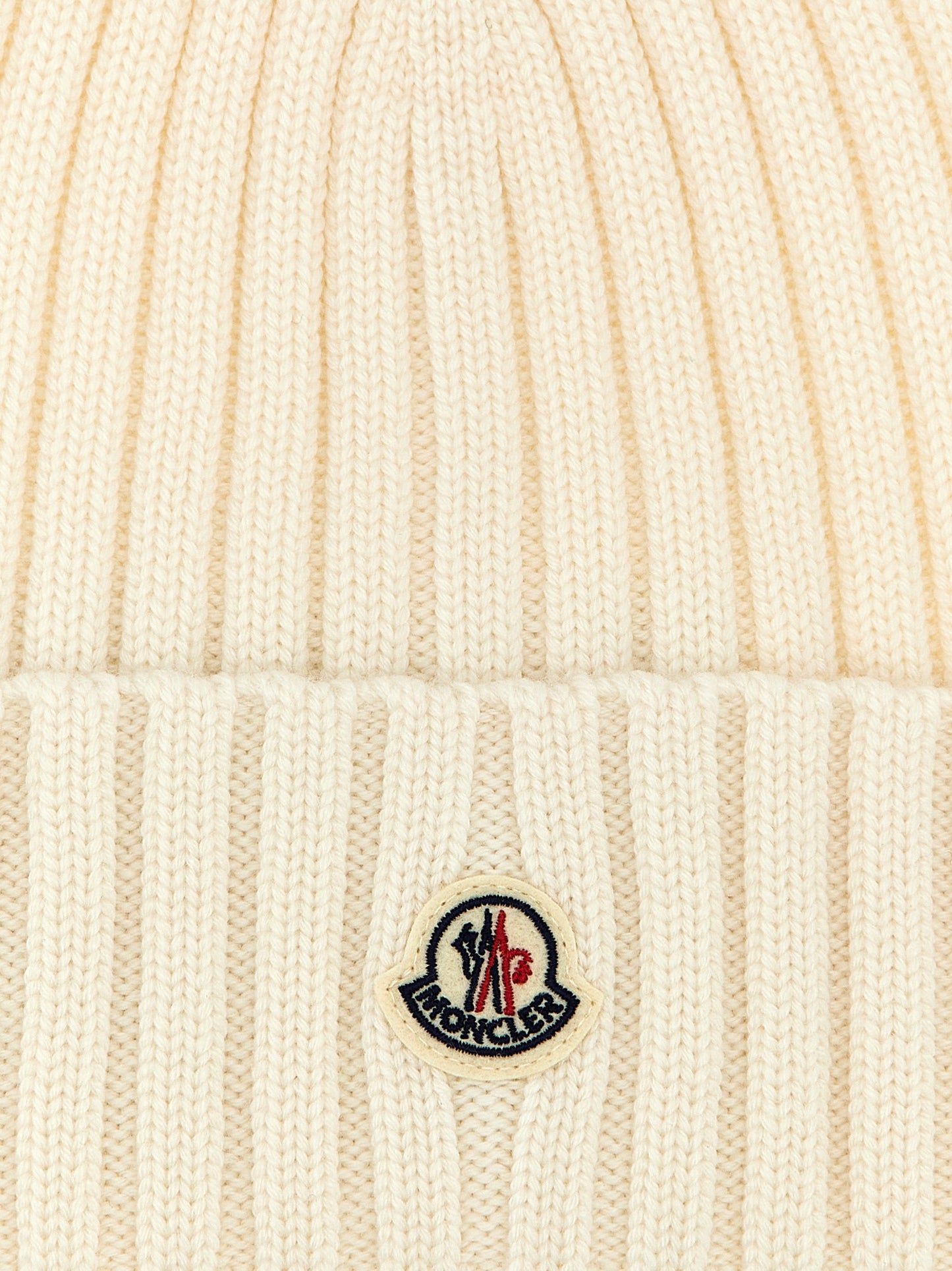 Moncler White Virgin Wool Beanie