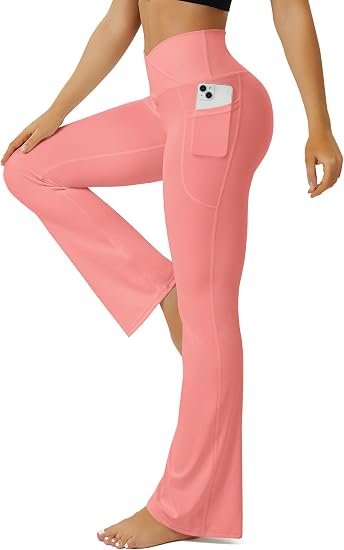 Yoga Pants Women Flare Leggings for Women with Pockets Crossover High Waisted Bootcut Yoga Pants