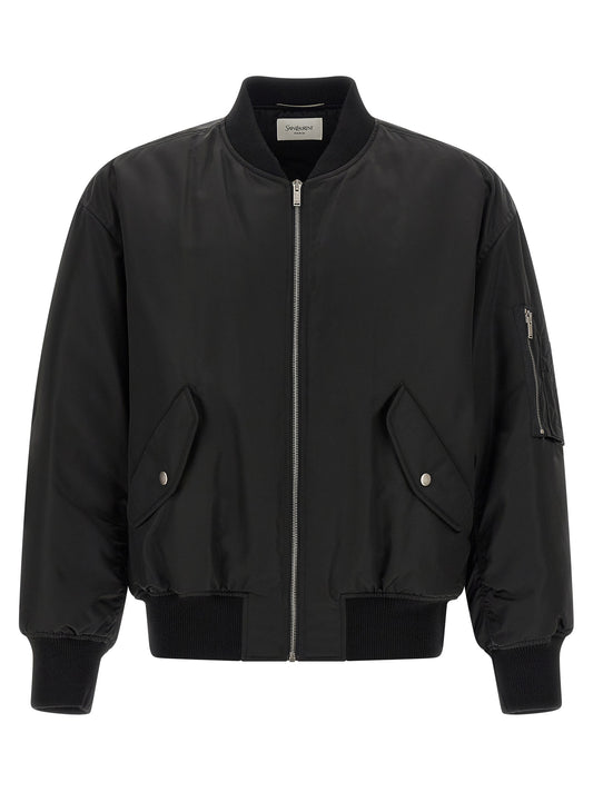 Saint Laurent Black Polyamide Bomber
