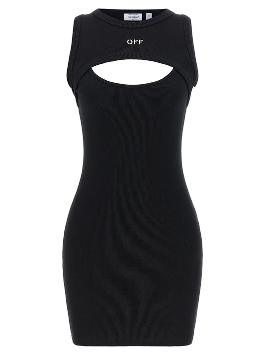 Off-White Bicolor Cotton Short Dress