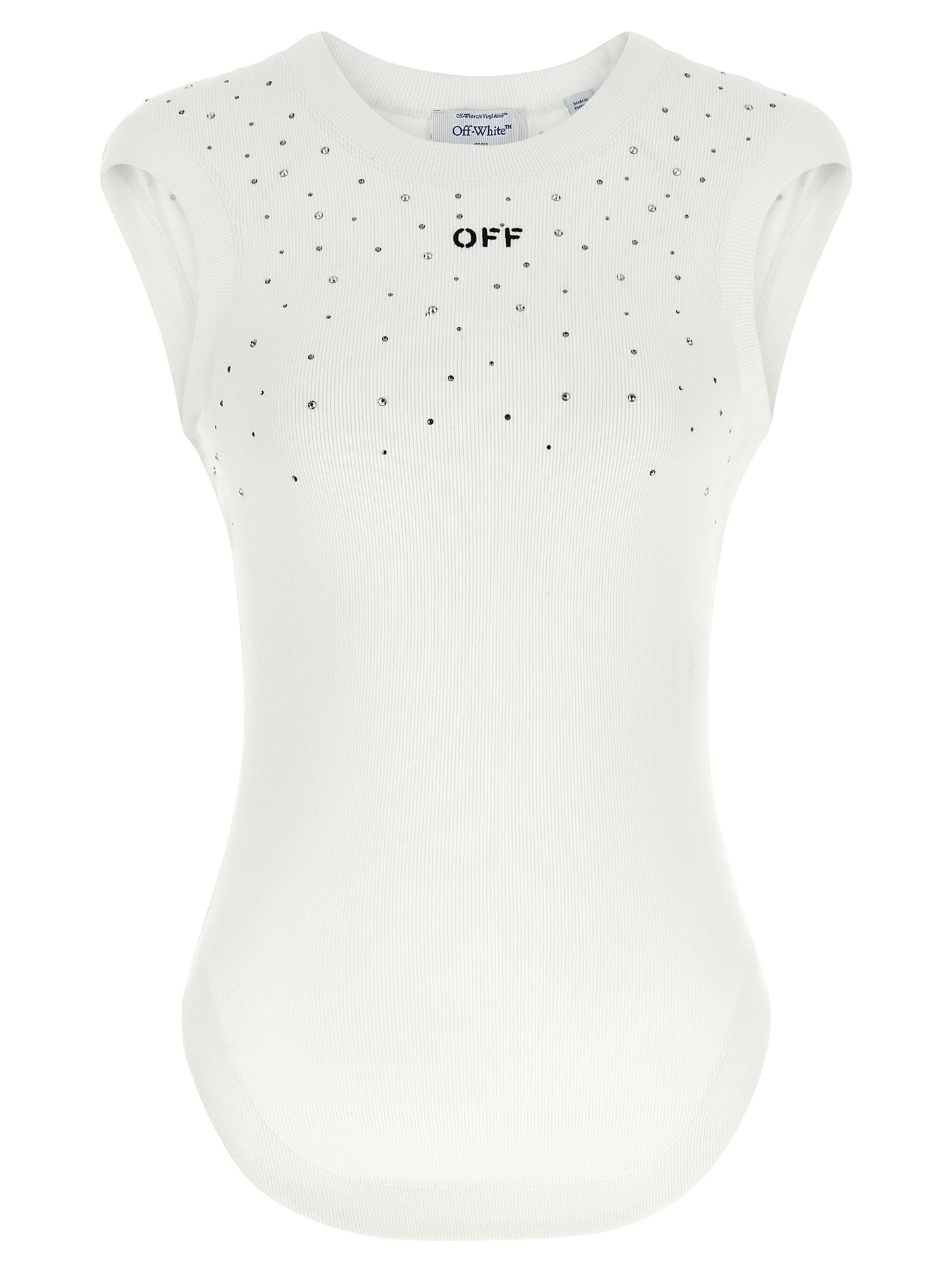 Off-White White Viscose Sleeveles T-Shirt