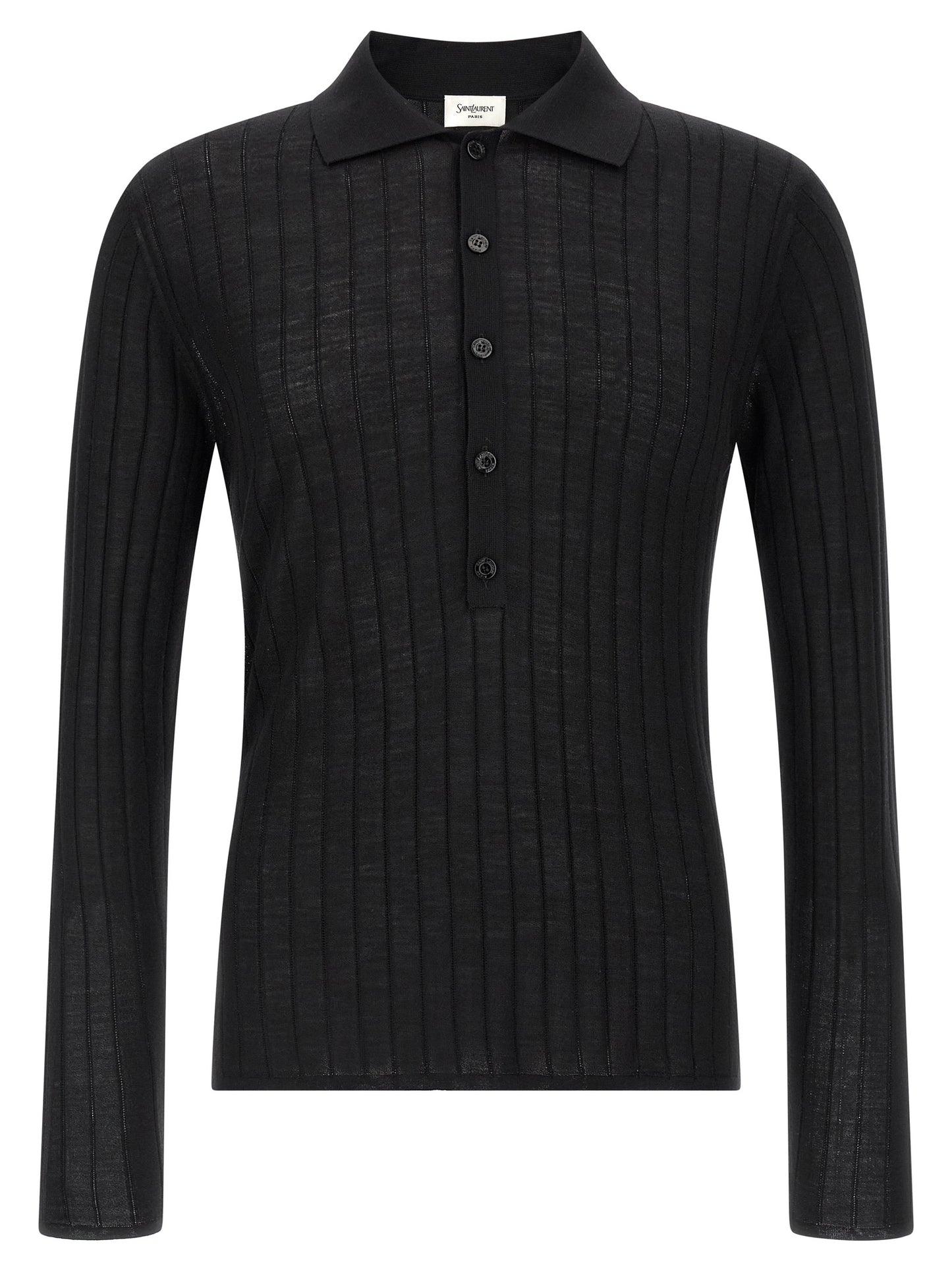 Saint Laurent Black Wool Polo Shirt