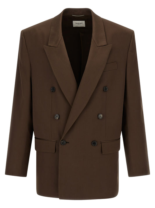 Saint Laurent Brown Silk Blazer