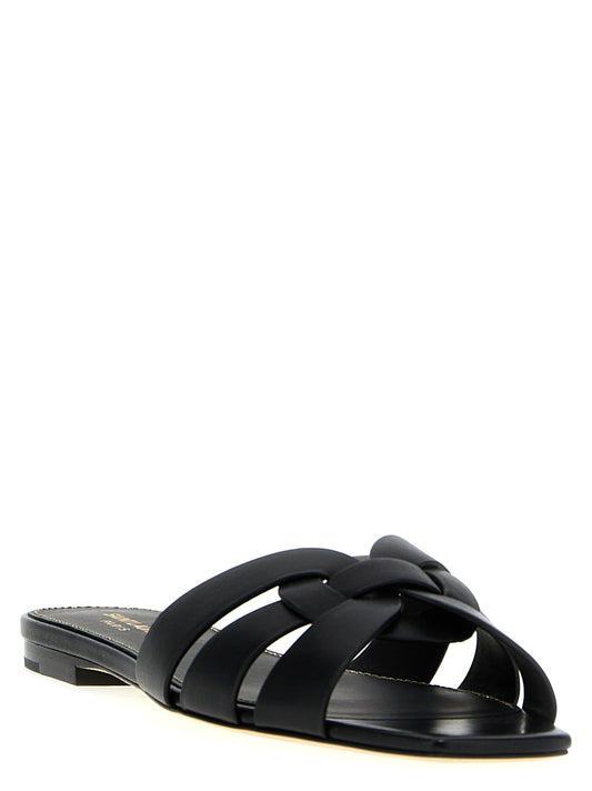 Saint Laurent Black Calfskin Slides