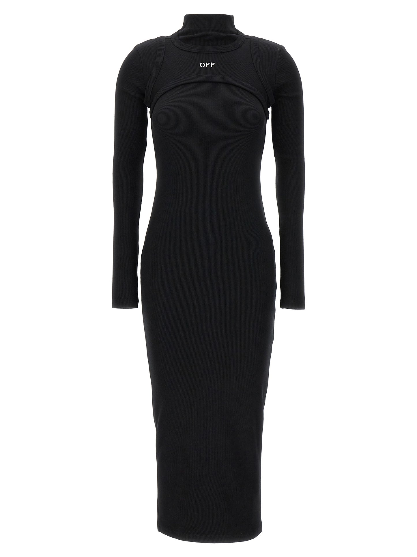 Off-White Black Cotton Midi Dress