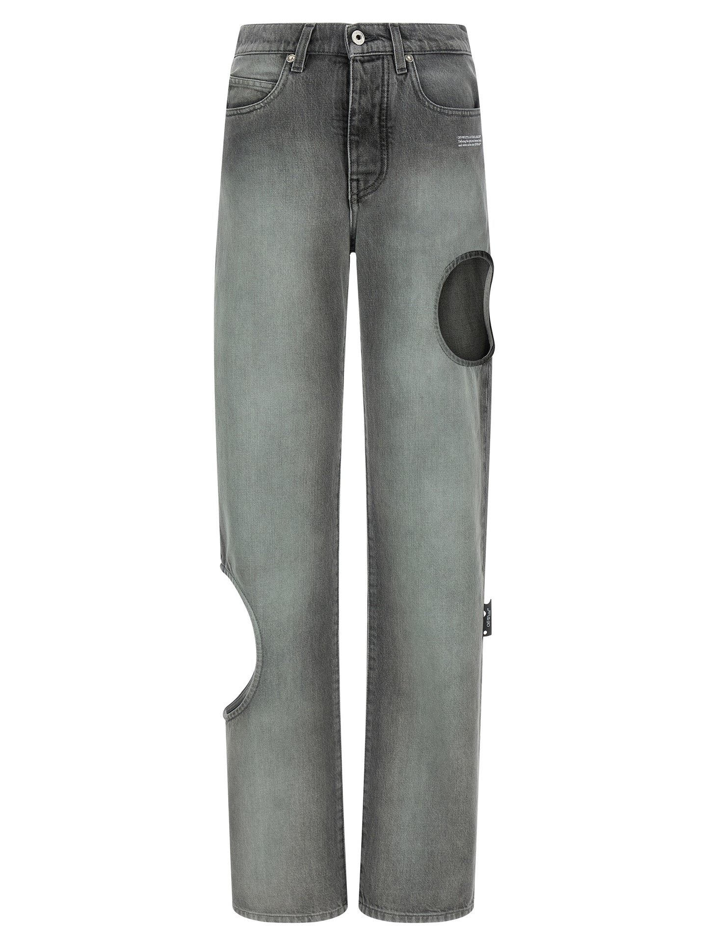 Off-White Gray Cotton Straight-Leg Jeans