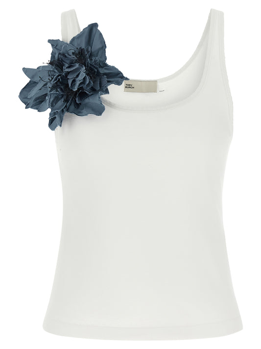 Tory Burch Blue Cotton Sleeveles T-Shirt