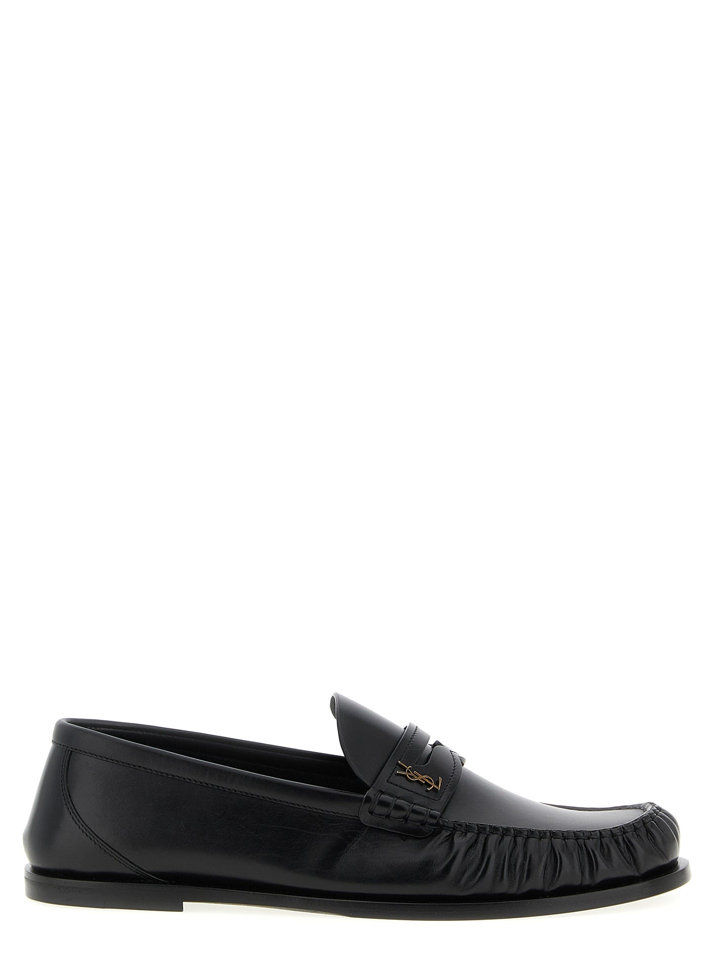 Saint Laurent Black Calfskin Slip-On Loafers