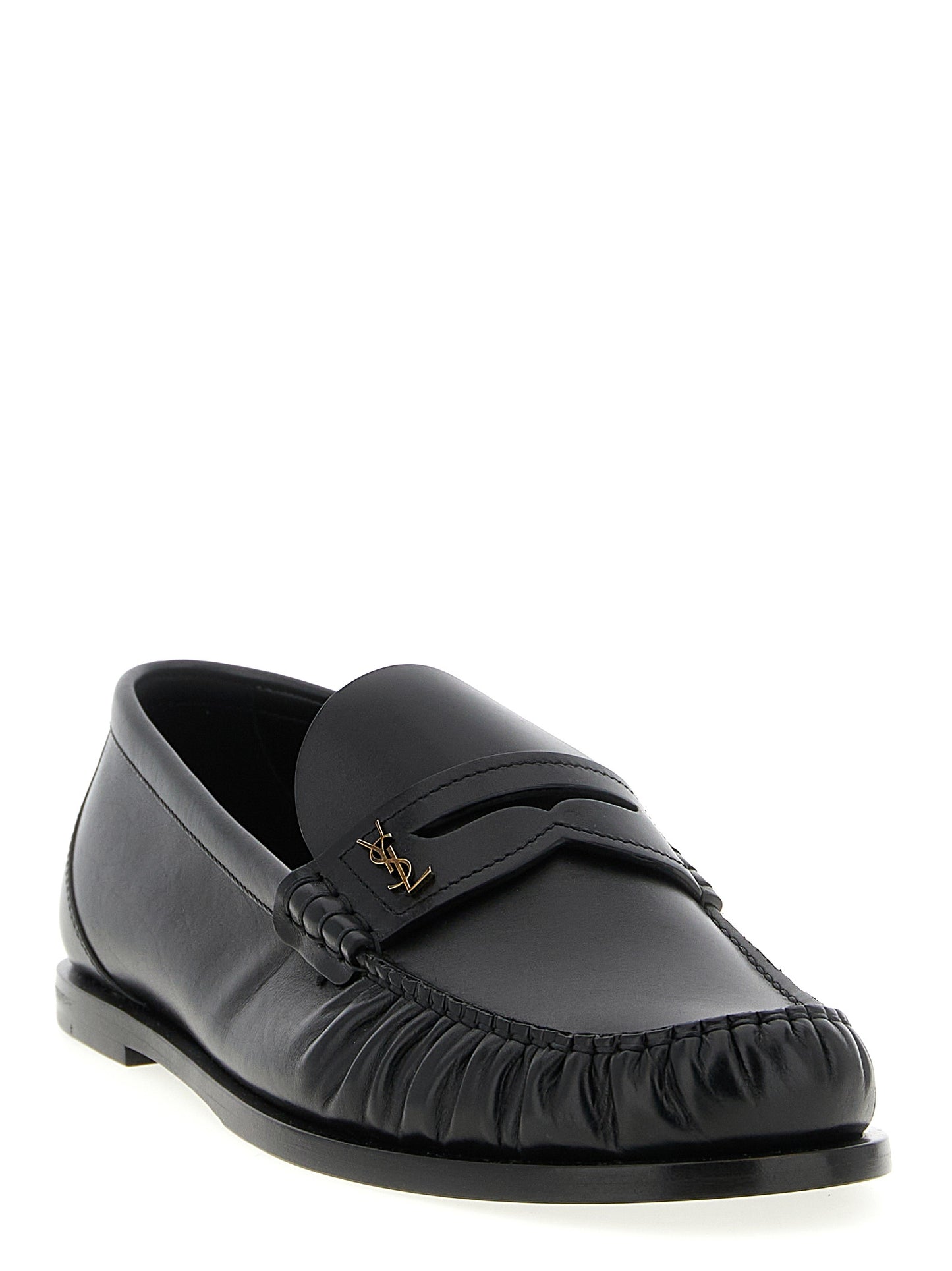 Saint Laurent Black Calfskin Slip-On Loafers