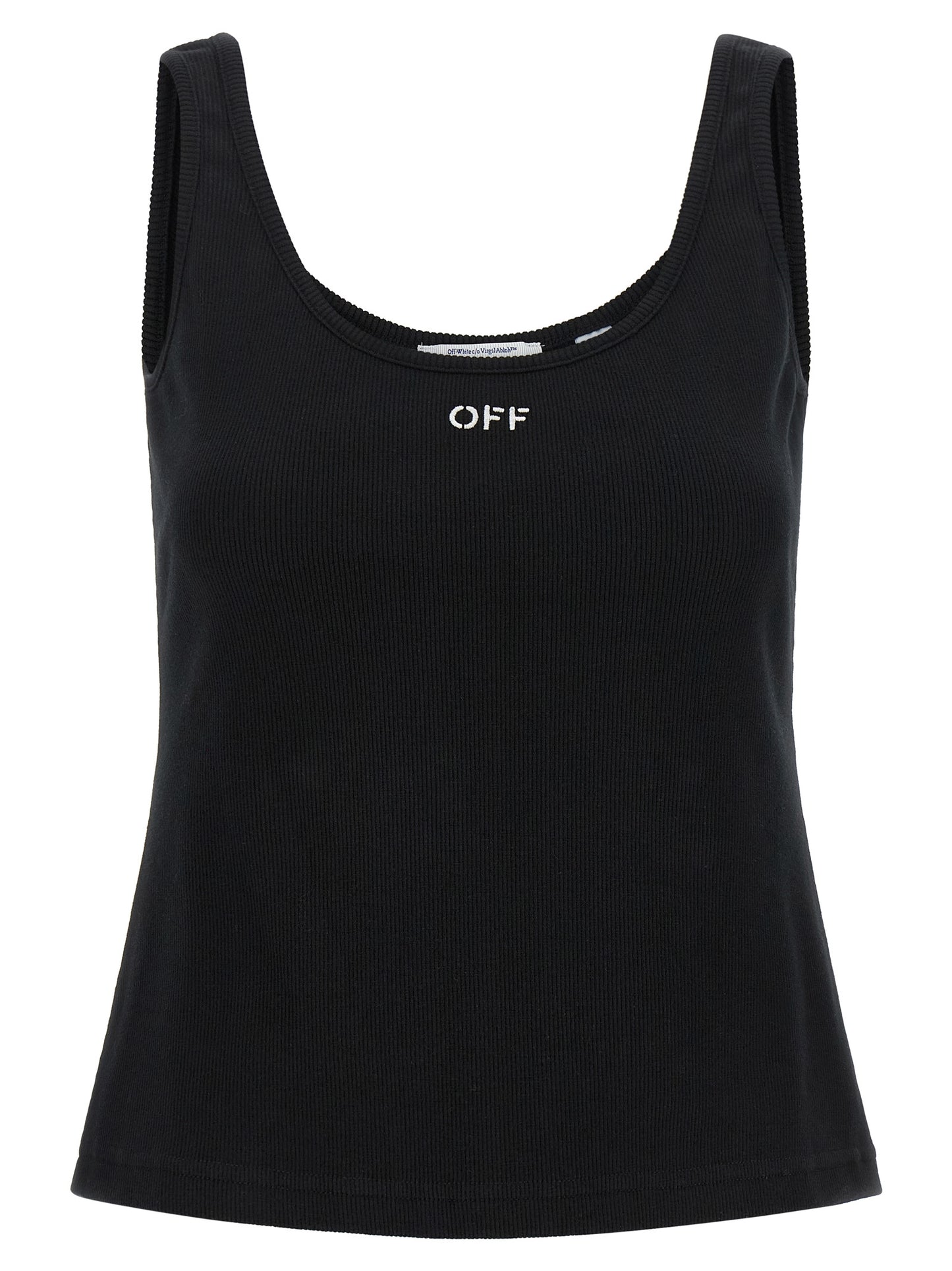 Off-White Black Cotton Tank Tops