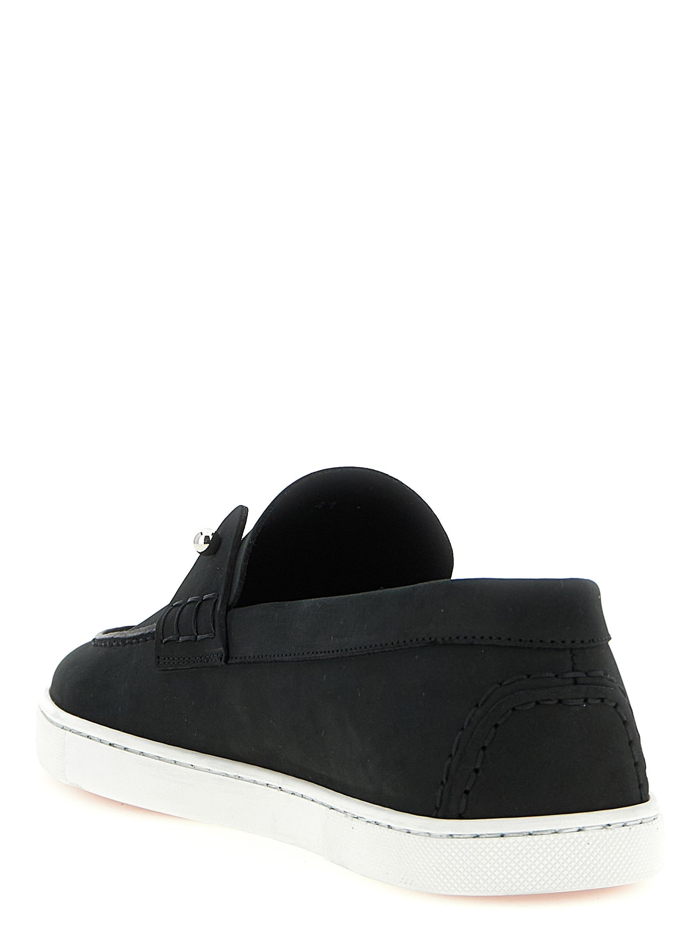 Christian Louboutin Black Calfskin Slip-On Loafers