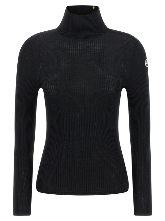Moncler Black Virgin Wool Cardigan