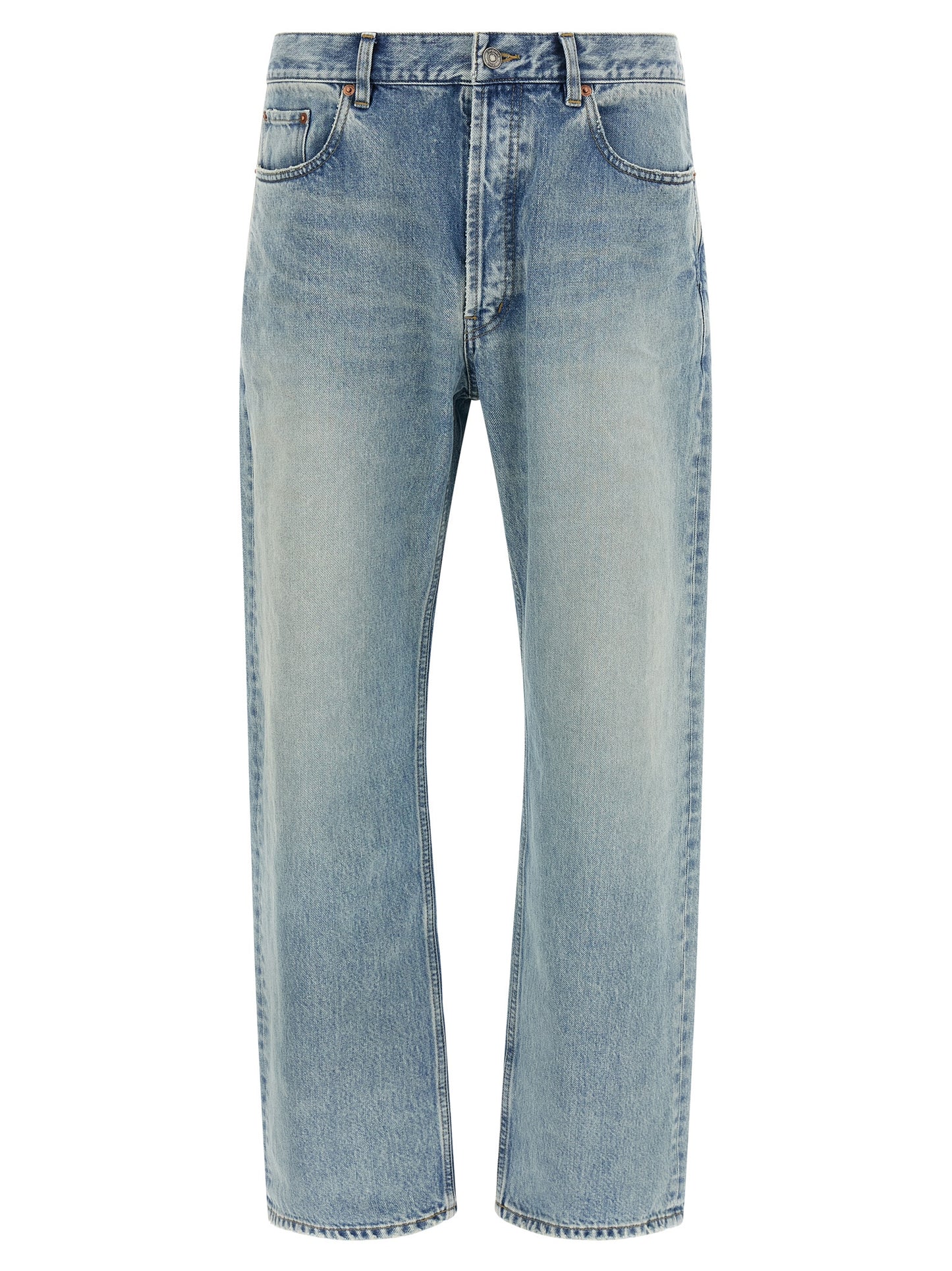 Saint Laurent Blue Cotton Straight-Leg Jeans