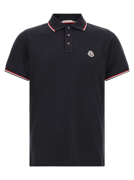 Moncler Blue Cotton Polo Shirt