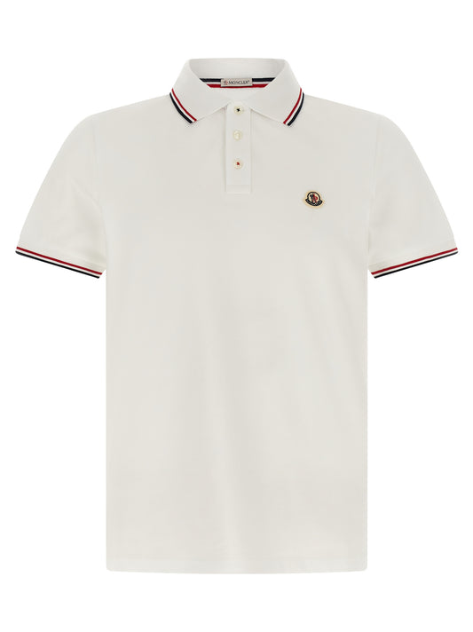 Moncler White Cotton Polo Shirt