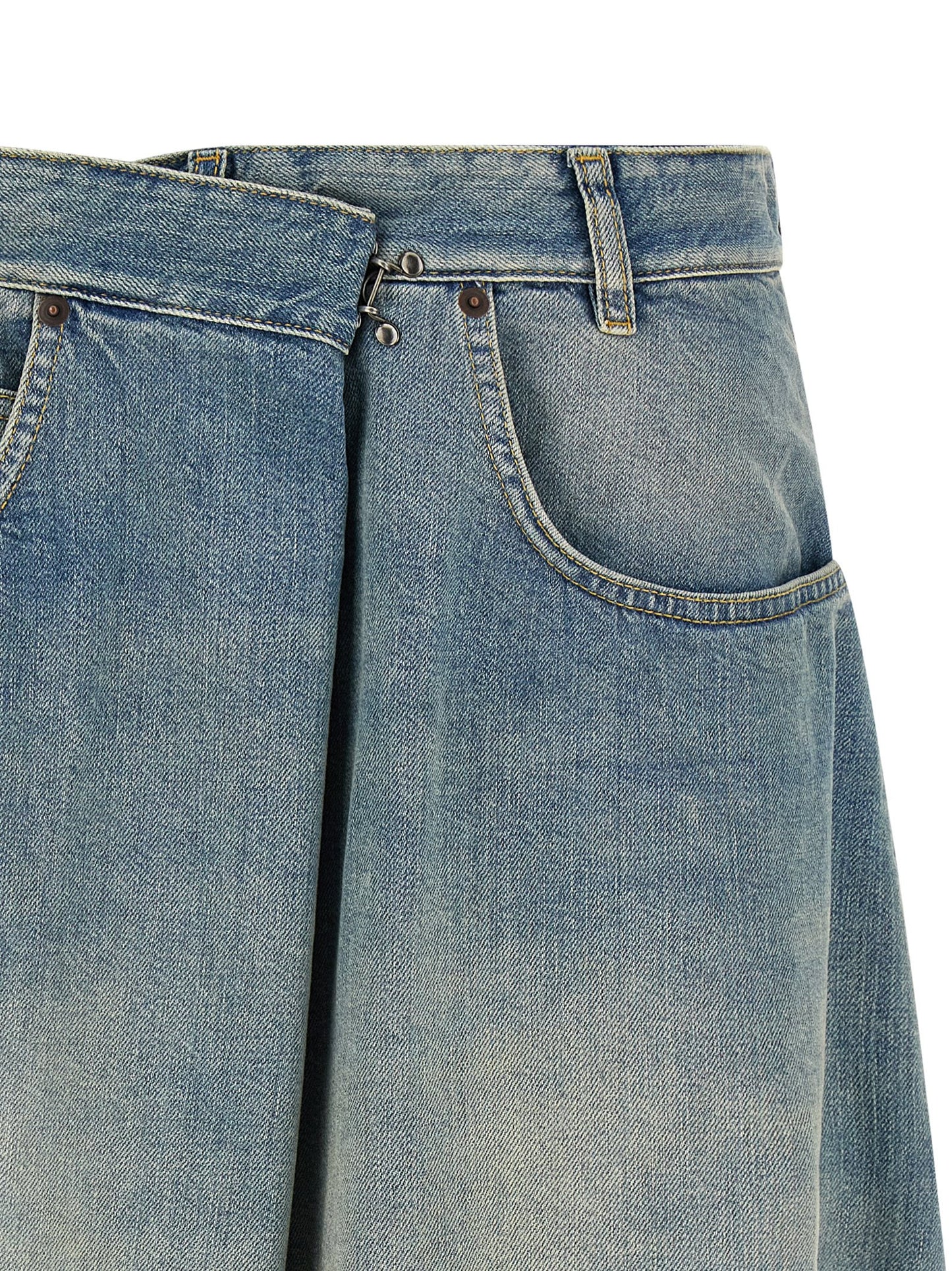 Maison Margiela Blue Cotton Midi Skirt