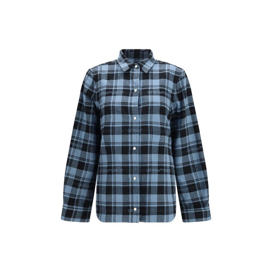 Off-White Blue Cotton Full-Length Jacket