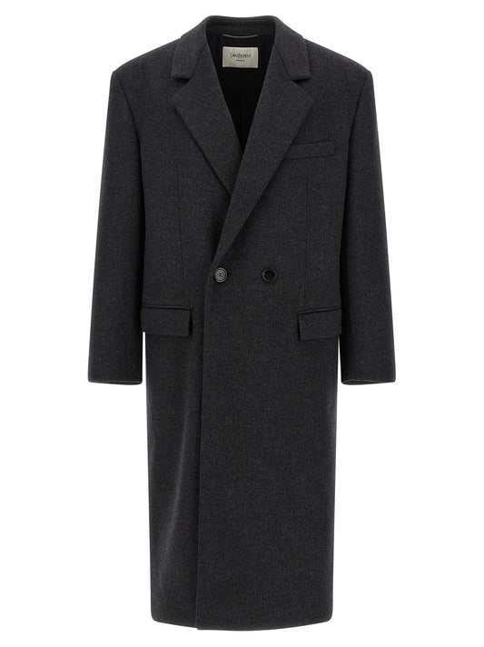 Saint Laurent Gray Wool Coat