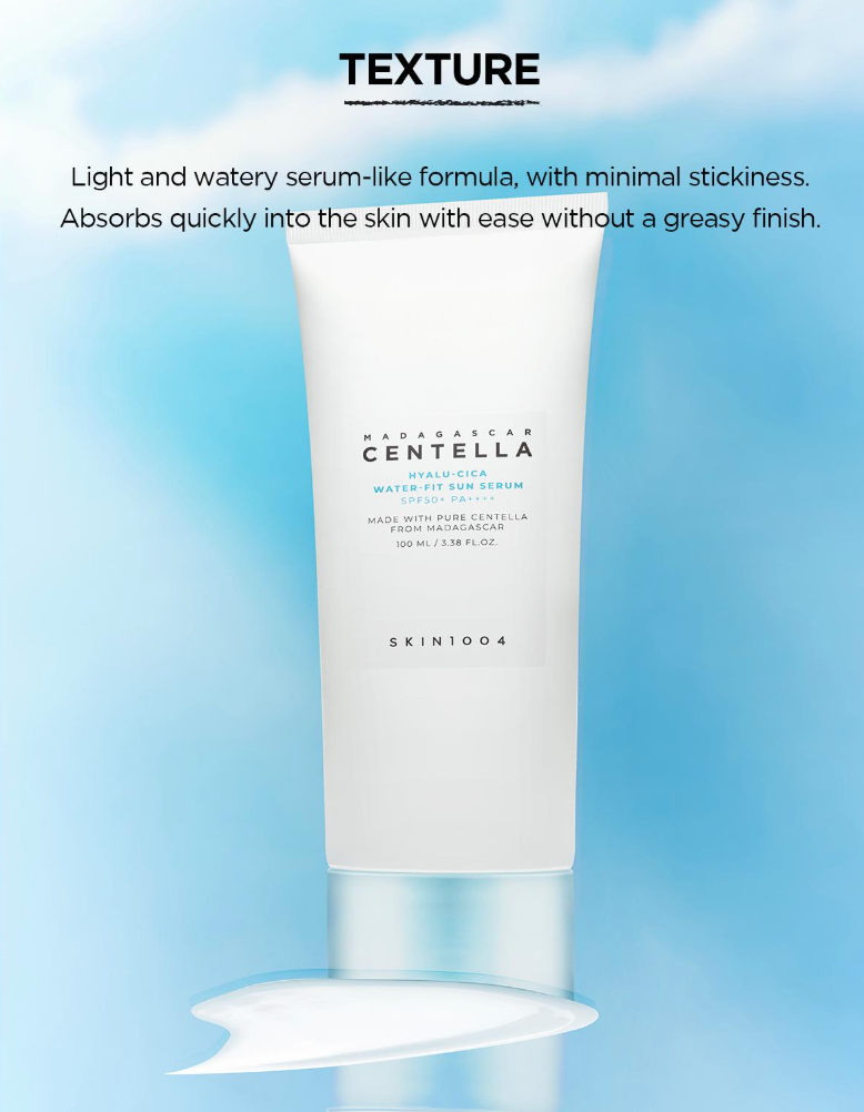 (SKIN1004) Madagascar Centella Hyalu-Cica Water-Fit Sun Serum - SPF 50+ PA++++ Hydrating, Dewy Finish & Soothing Sun Protection (50Ml)