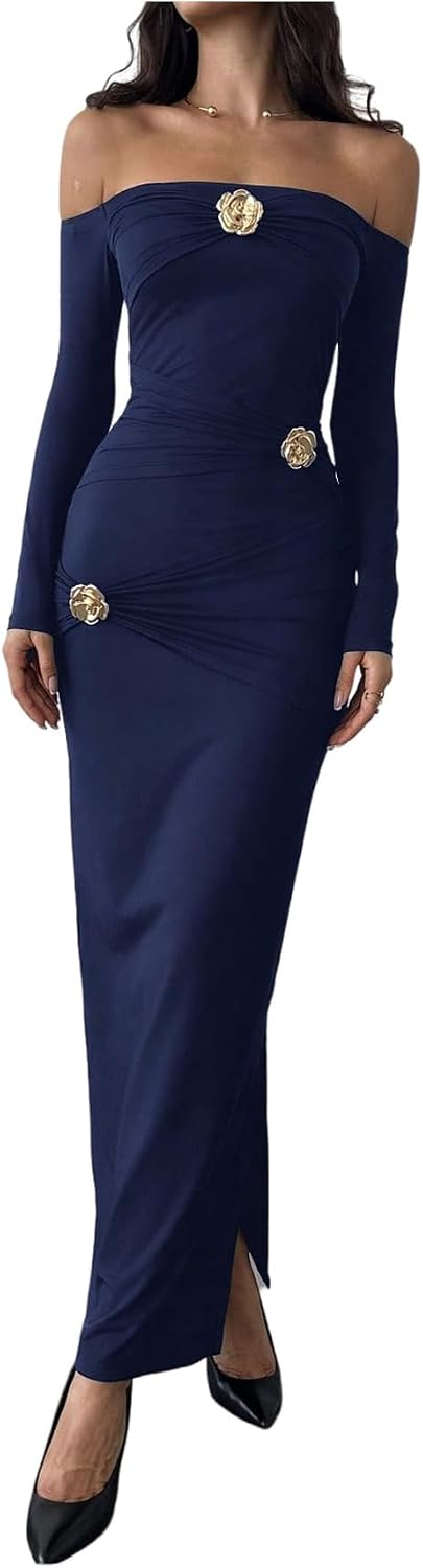 Floral Off Shoulder Maxi Dress for Women