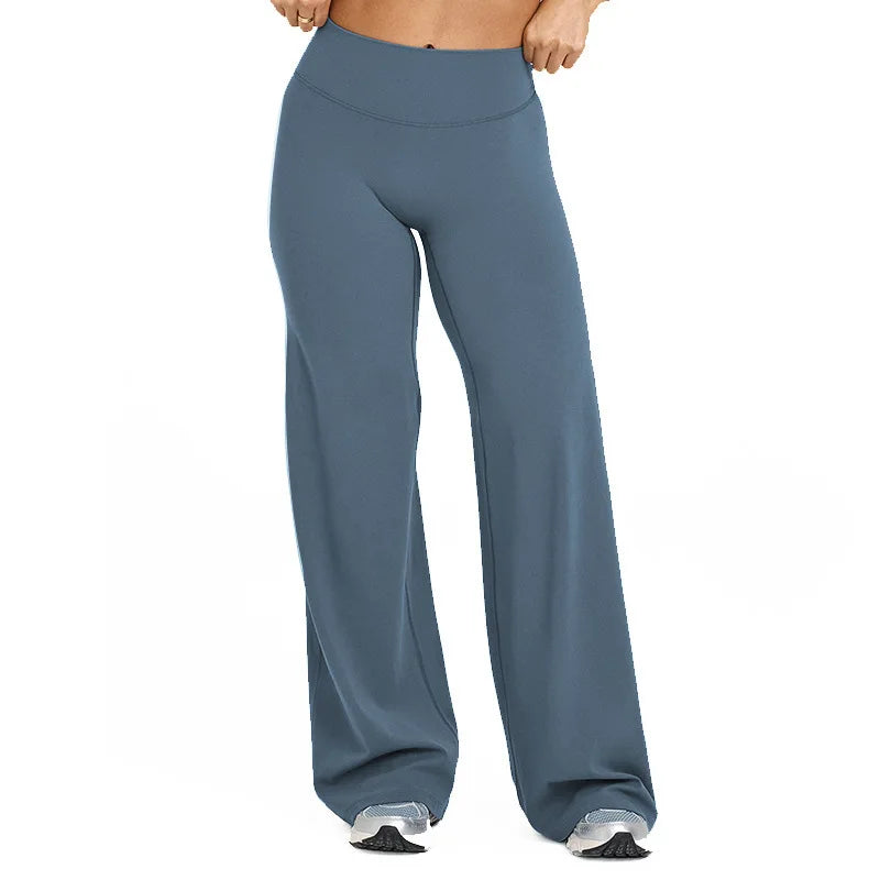 Soft Active Women Yoga Pants Strait-Leg Yoga Pilates Trousers Naked Feel Gym Fitness Peach Hip Outfits Loose Fit Bottoms