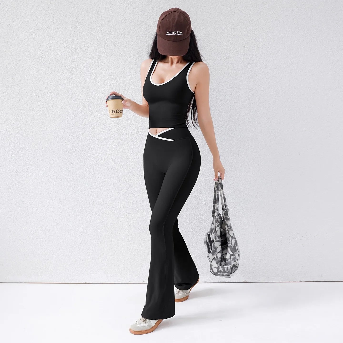 Women's Crossflow Set – Open-Back Top & 8" Shorts | Second-Skin Fit | Run & Yoga Ready