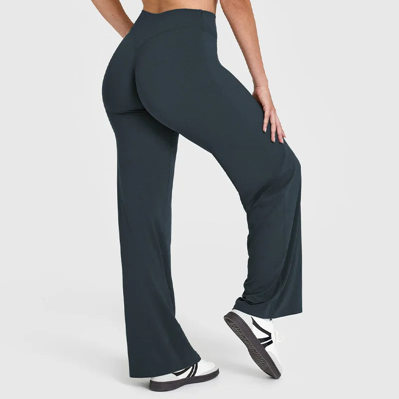 Soft Active Women Yoga Pants Strait-Leg Yoga Pilates Trousers Naked Feel Gym Fitness Peach Hip Outfits Loose Fit Bottoms