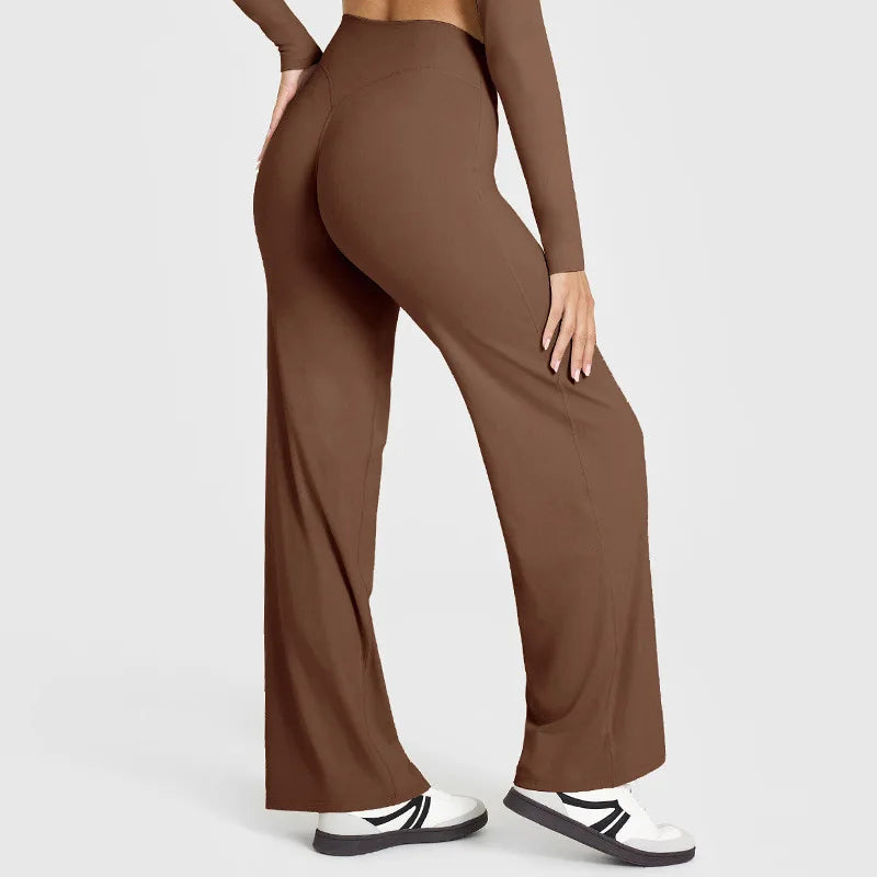 Soft Active Women Yoga Pants Strait-Leg Yoga Pilates Trousers Naked Feel Gym Fitness Peach Hip Outfits Loose Fit Bottoms