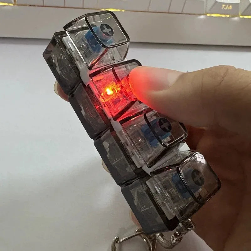 Light up Keyboard Key Keychain Stress Relief Fidget Toy Clickable Button with LED Light