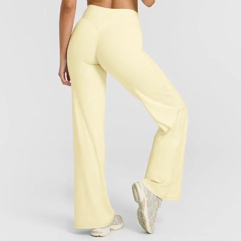 Soft Active Women Yoga Pants Strait-Leg Yoga Pilates Trousers Naked Feel Gym Fitness Peach Hip Outfits Loose Fit Bottoms