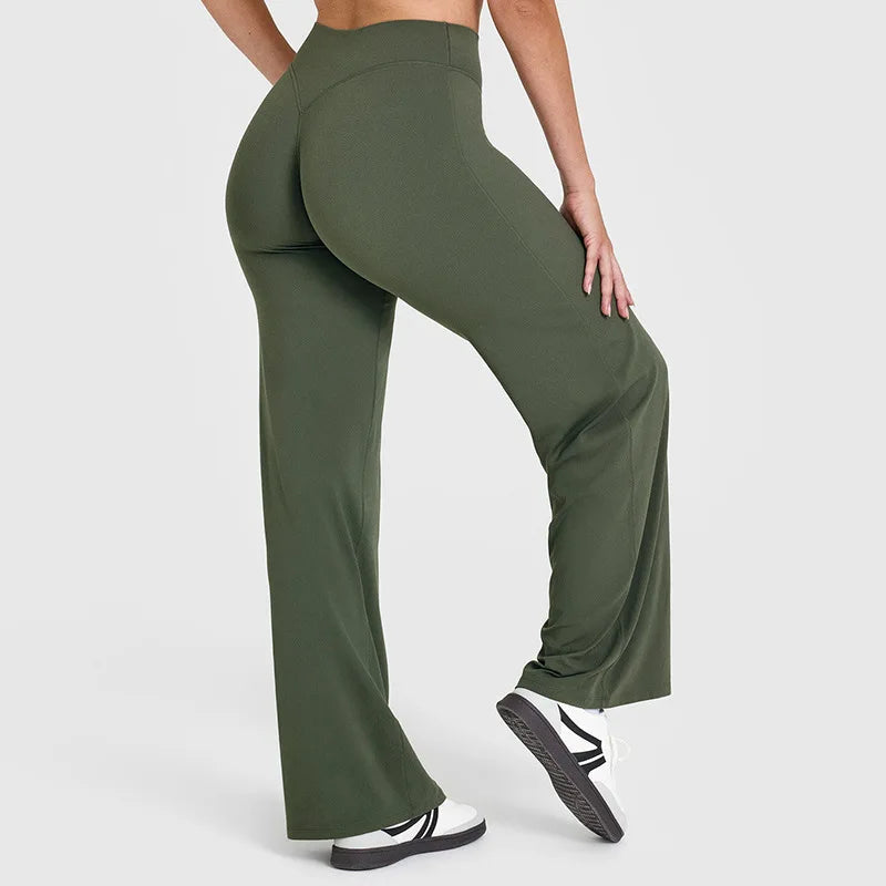 Soft Active Women Yoga Pants Strait-Leg Yoga Pilates Trousers Naked Feel Gym Fitness Peach Hip Outfits Loose Fit Bottoms