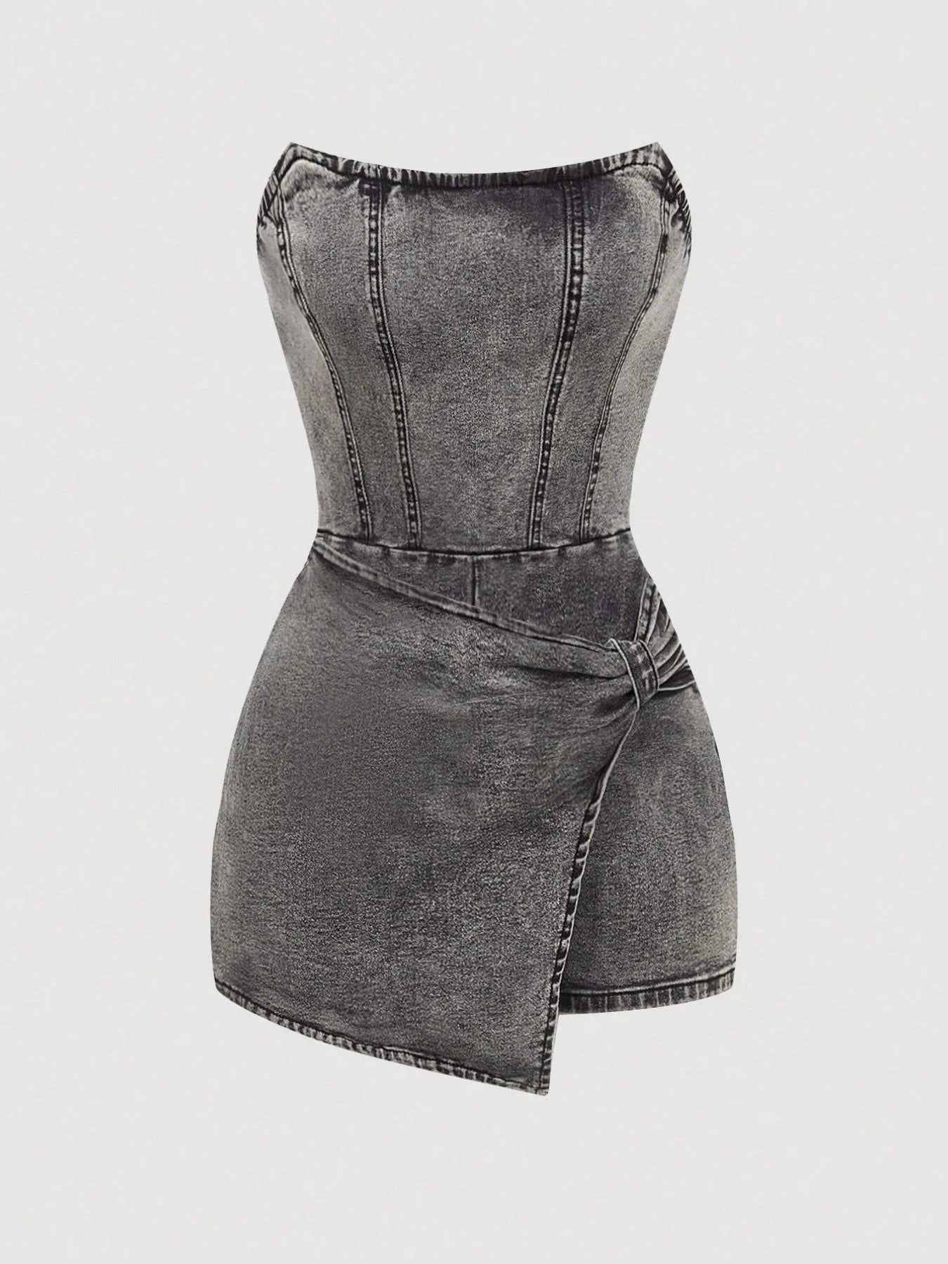  Women Tube Top Denim Dress 