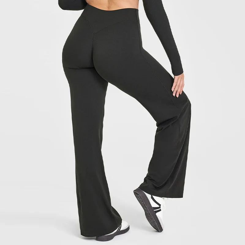 Soft Active Women Yoga Pants Strait-Leg Yoga Pilates Trousers Naked Feel Gym Fitness Peach Hip Outfits Loose Fit Bottoms