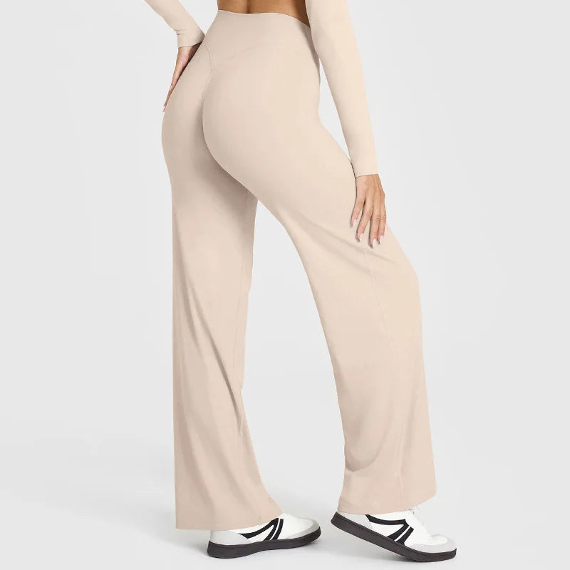 Soft Active Women Yoga Pants Strait-Leg Yoga Pilates Trousers Naked Feel Gym Fitness Peach Hip Outfits Loose Fit Bottoms