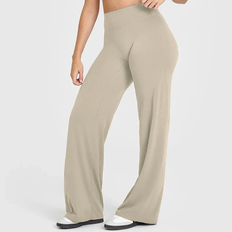 Soft Active Women Yoga Pants Strait-Leg Yoga Pilates Trousers Naked Feel Gym Fitness Peach Hip Outfits Loose Fit Bottoms