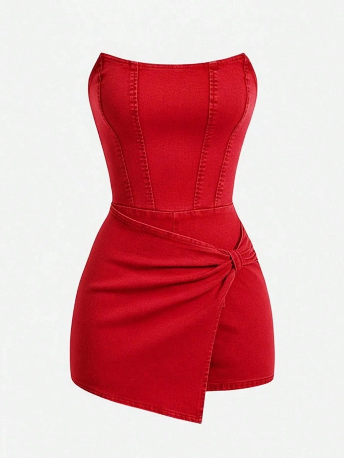  Women Tube Top Denim Dress 