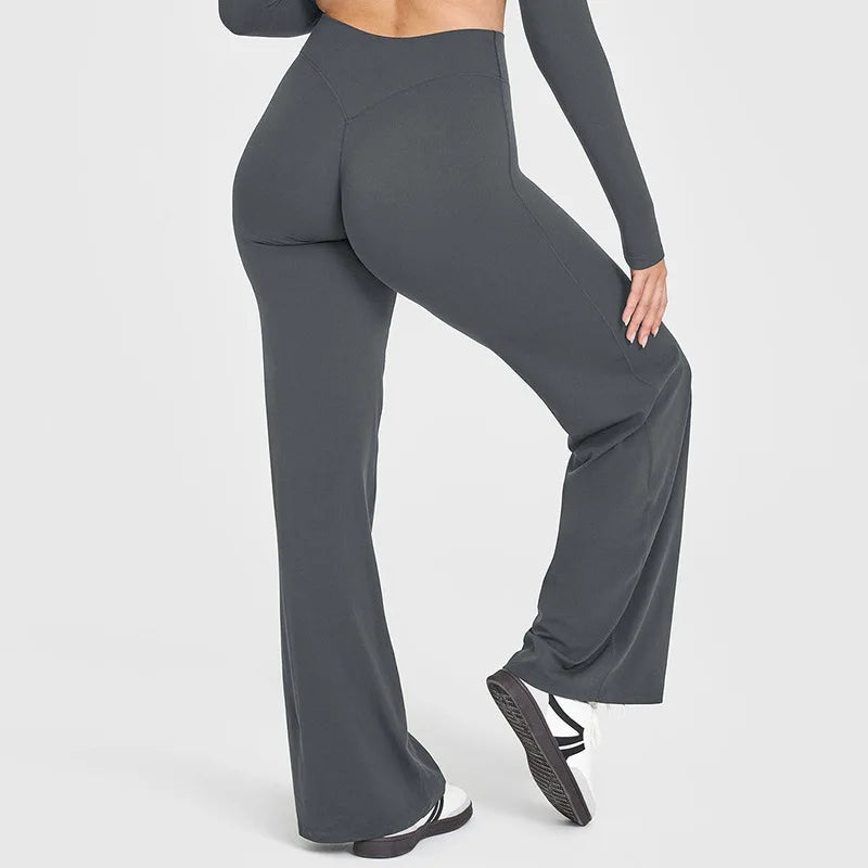 Soft Active Women Yoga Pants Strait-Leg Yoga Pilates Trousers Naked Feel Gym Fitness Peach Hip Outfits Loose Fit Bottoms