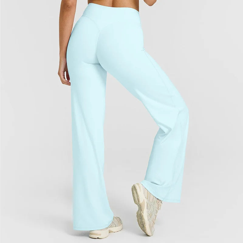 Soft Active Women Yoga Pants Strait-Leg Yoga Pilates Trousers Naked Feel Gym Fitness Peach Hip Outfits Loose Fit Bottoms