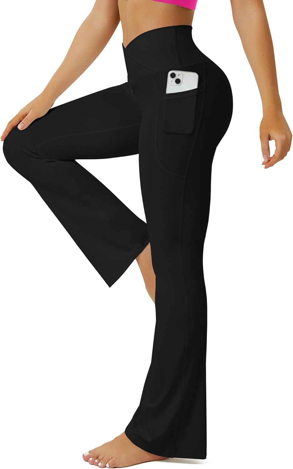 Yoga Pants Women Flare Leggings for Women with Pockets Crossover High Waisted Bootcut Yoga Pants